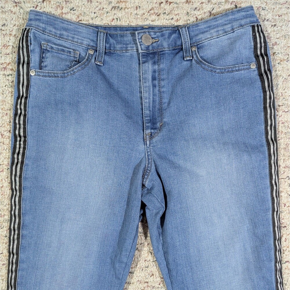 Maison Jules Skinny Ankle Jeans Womens 10/30 Light Wash Denim Hem Stripe Stretch - Picture 3 of 10